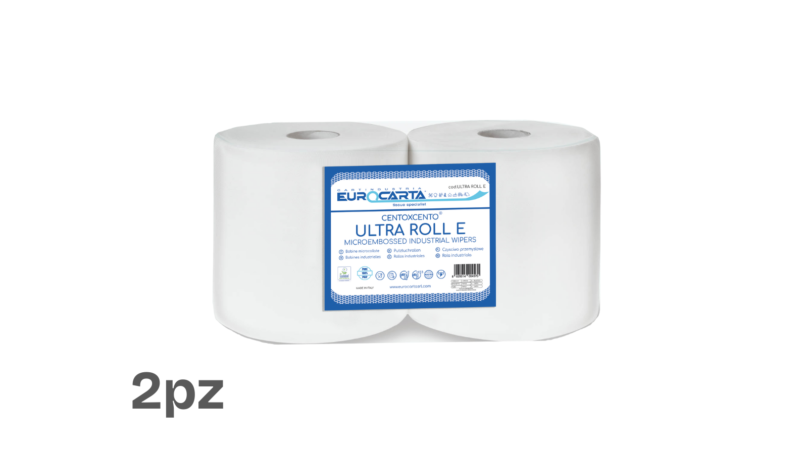 Ultra Roll E – Bobina Industriale 3 Veli in Pura Cellulosa (800 strappi, 2,10 kg) (2pz)