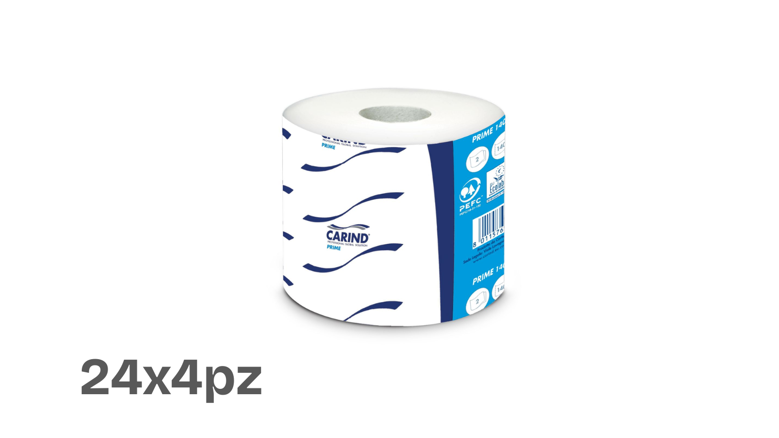 Prime Carind – Carta Igienica Fascettata 2 Veli in Pura Cellulosa (160 strappi) (24x4pz)