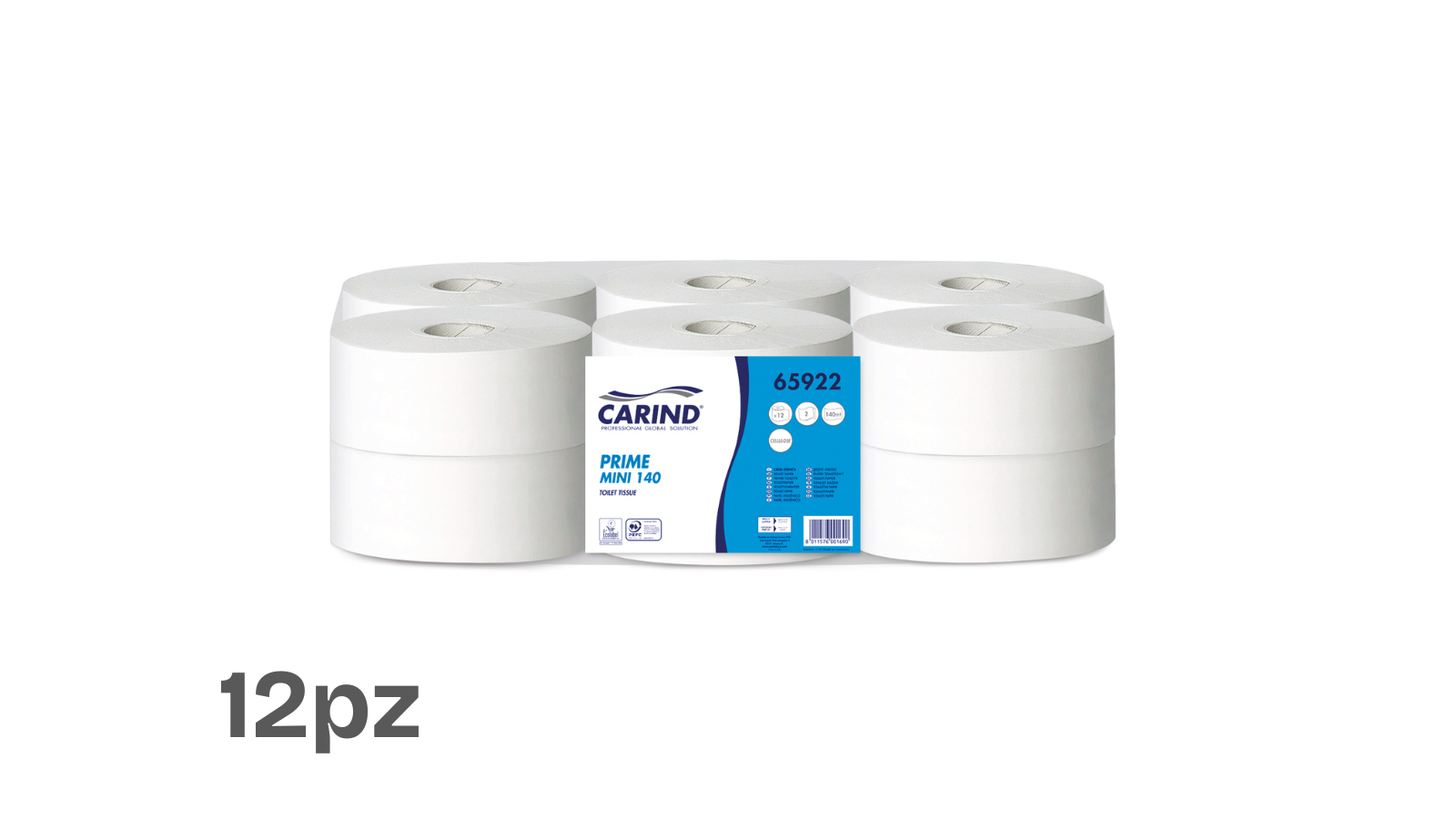 Carta Igienica Jumbo Mini – 140 m, 2 Veli in Pura Cellulosa (12pz)