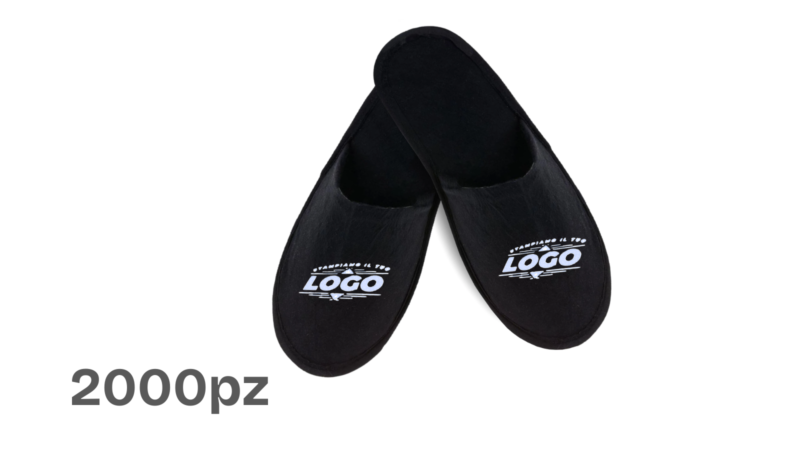 Pantofola EASY-C chiusa in spugna di poliestere Bianche o Nere (2000pz) - Personalizzabile