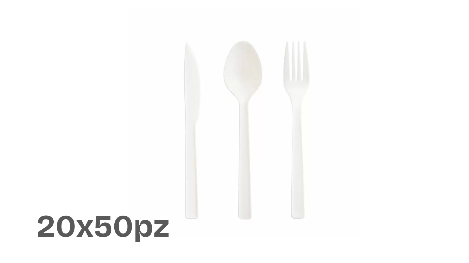 Posate Compostabili in Plastica – Forchetta, Coltello e Cucchiaio 16,5 cm (20x50pz)