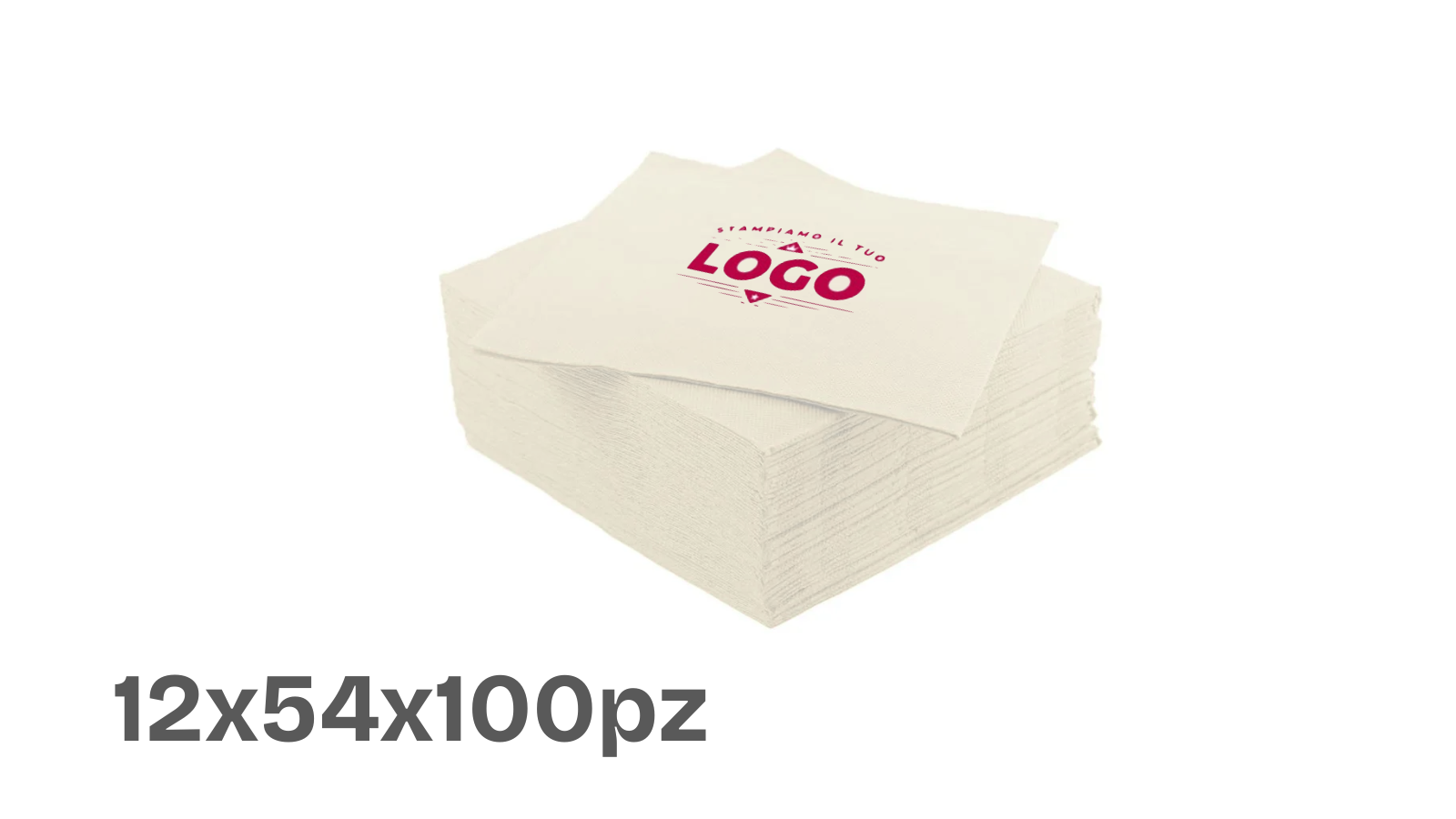 Tovaglioli 25x25 cm 2 Veli – Bianchi (12x54x100pz) - Personalizzabile