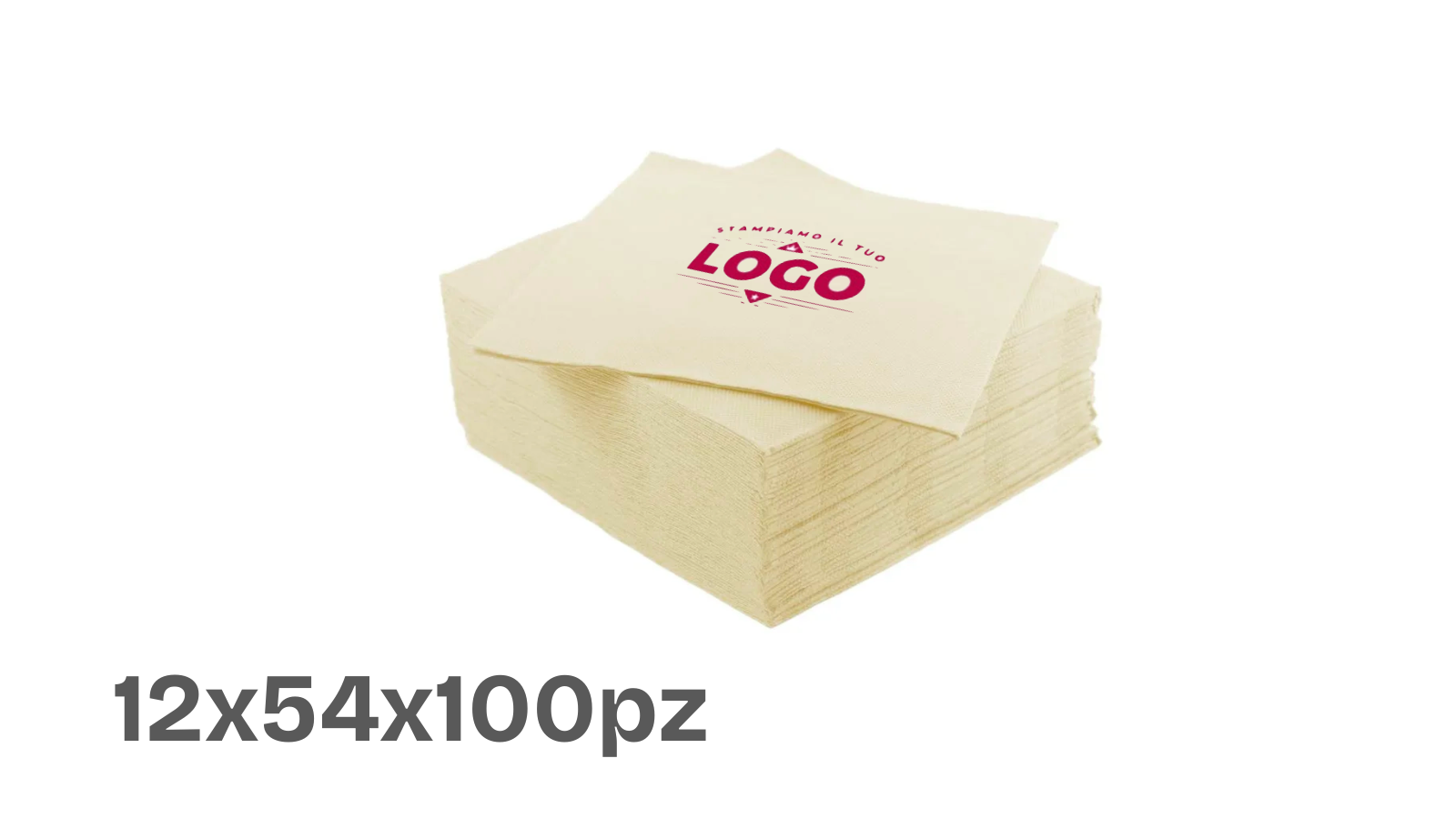 Tovaglioli 25x25 cm 2 Veli – Bianchi (12x54x100pz) - Personalizzabile