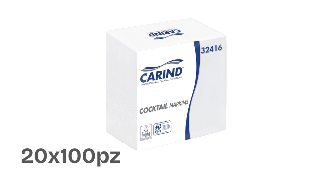 Carind Cocktail Napkins – Tovaglioli 2 Veli in Pura Cellulosa 24x24 cm (20x100pz)